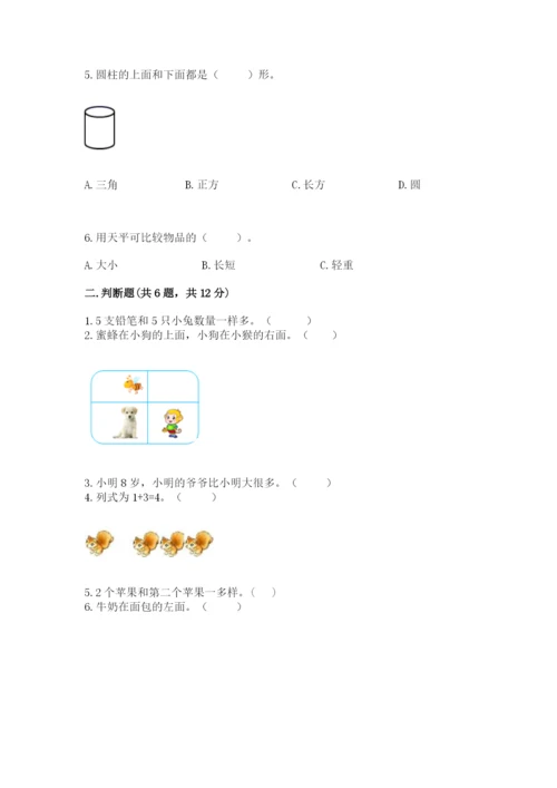 一年级上册数学期中测试卷【典优】.docx