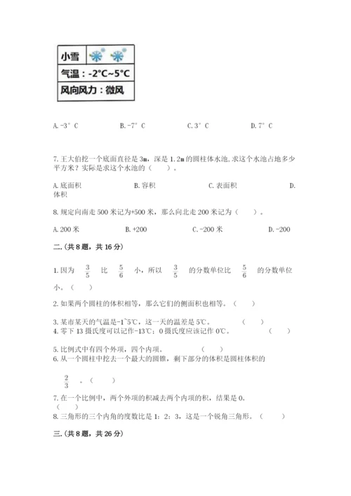 西师大版数学小升初模拟试卷含完整答案（夺冠系列）.docx