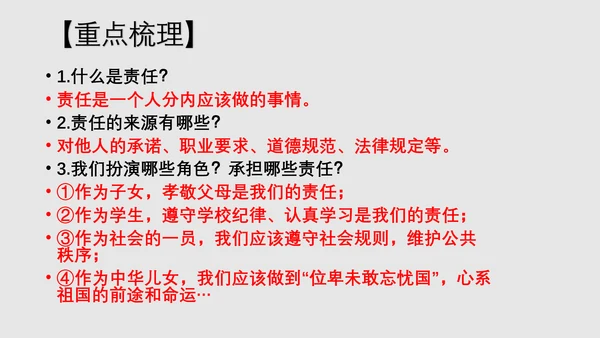 第六课责任与角色同在 综合复习精品课件(23张PPT )
