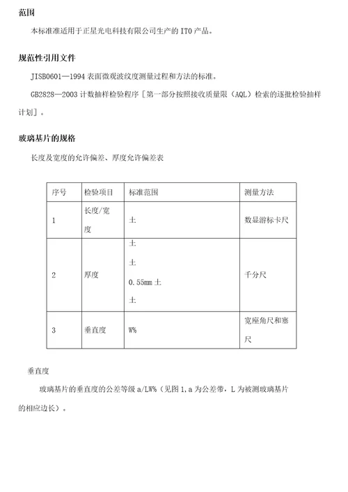 ITO导电玻璃检验标准