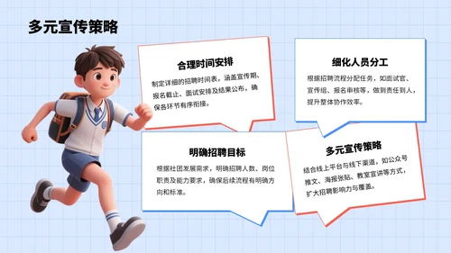 蓝色3D风大学校园社团招聘指南PPT模板