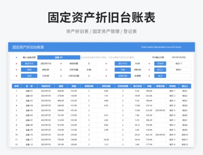 固定资产折旧台账表