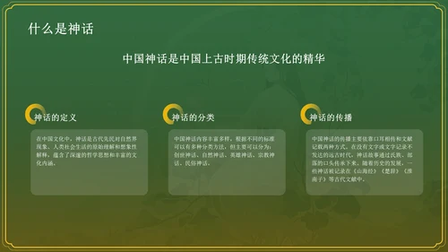 绿色国潮风女娲造人——中国古代神话故事系列解读PPT模板