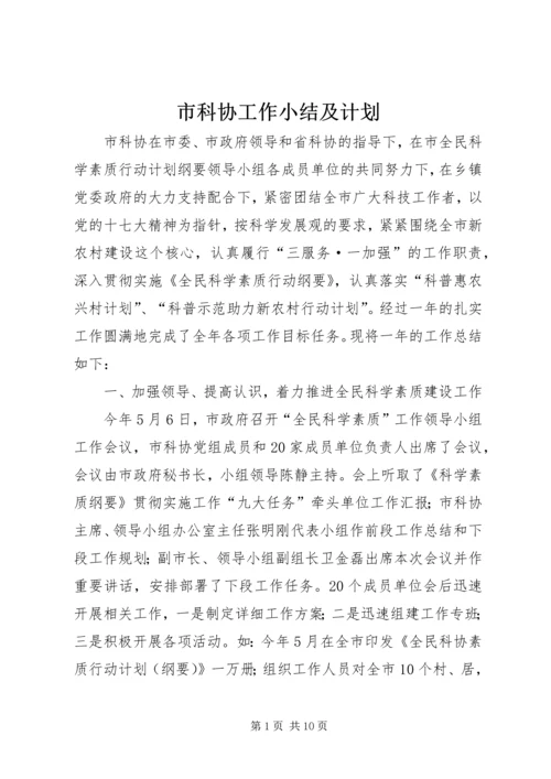 市科协工作小结及计划.docx