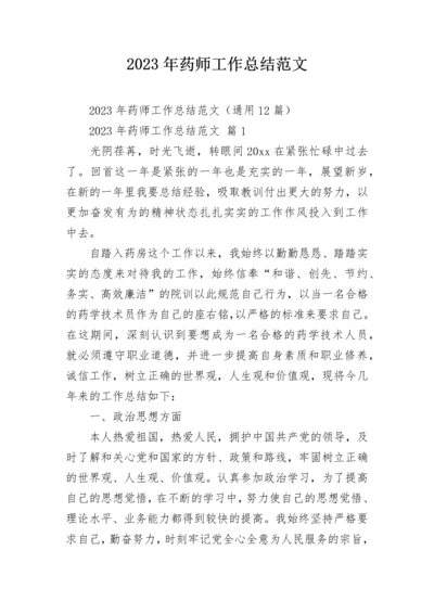 2023年药师工作总结范文.docx