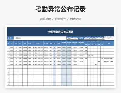 考勤异常公布记录