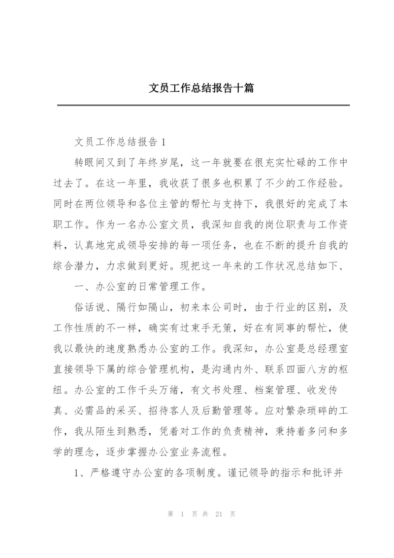 文员工作总结报告十篇.docx