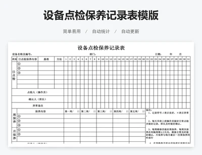 设备点检保养记录表模版