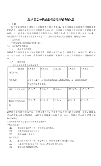 项目风险抵押金管理办法