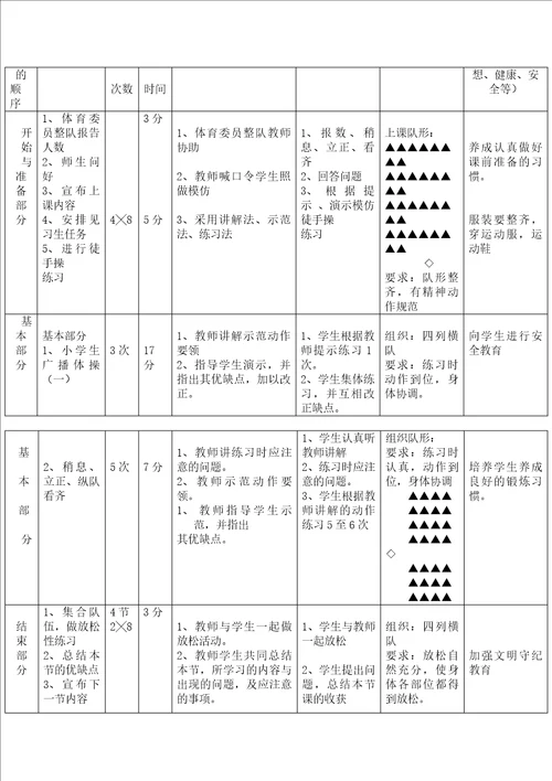 一年级下册体育教案 3