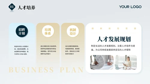 蓝色大气简约风商业计划书PPT模板