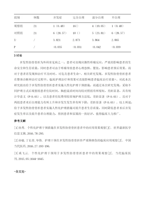 个性化护理干预措施在多发性肋骨骨折患者中的护理体会.docx