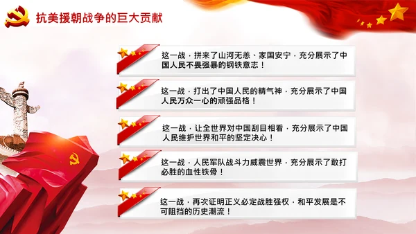学习中国共产党党史抗美援朝精神PPT模板