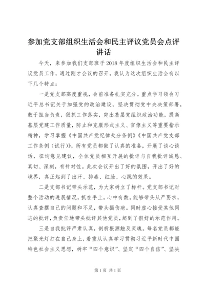 参加党支部组织生活会和民主评议党员会点评讲话.docx