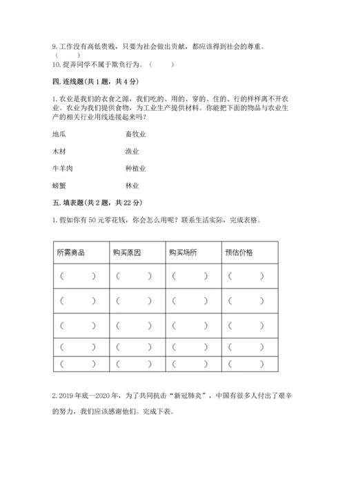 部编版四年级下册道德与法治 期末测试卷附参考答案【基础题】.docx