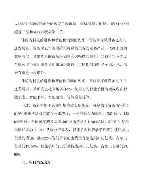 厦门可穿戴设备项目经营分析报告