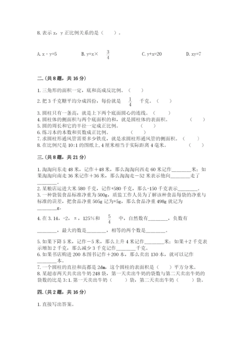 河南省平顶山市六年级下册数学期末测试卷（模拟题）.docx