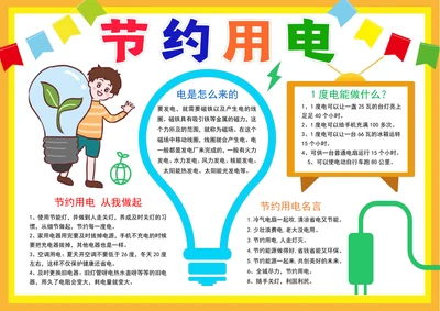 节约用电小报绿色低碳生活手抄报节约用电手抄报
