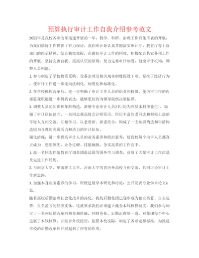 精编预算执行审计工作自我介绍参考范文.docx
