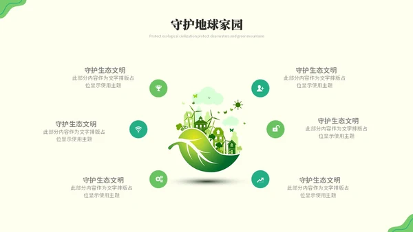 绿色清新简约生态文明节能环保低碳出行保护环境PPT模板