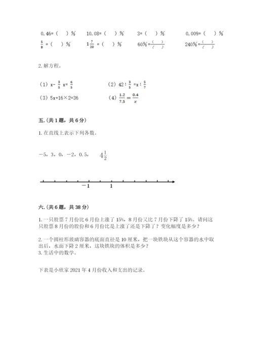 小升初数学考前检测试题精品（历年真题）.docx