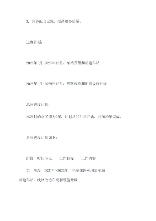 重大项目建设进度计划书