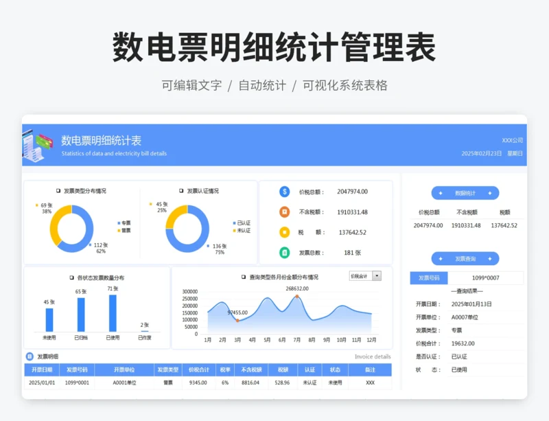 数电票明细统计管理表