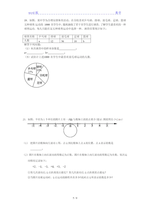 2021黔江区数学七年级水平测试试卷下载.docx