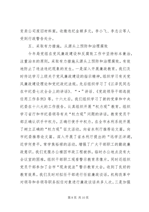 市水利局领导班子执行党风廉政建设责任制情况的报告 (4).docx