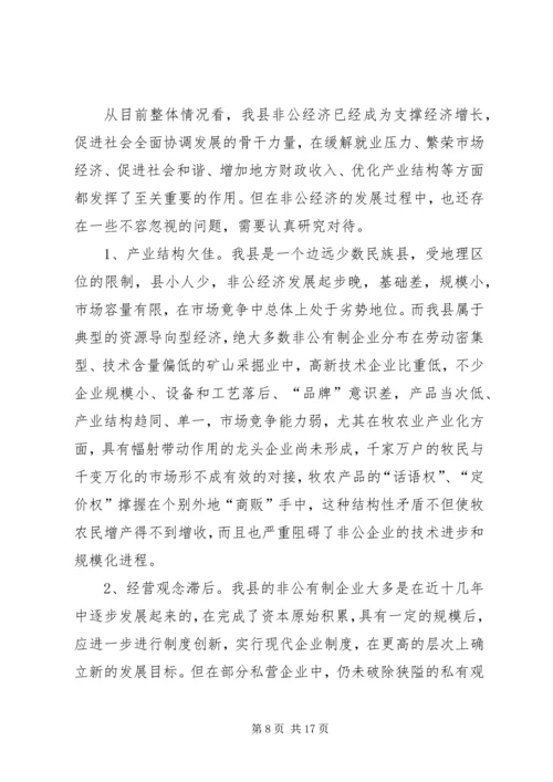 县非公有制经济发展情况自查汇报.docx