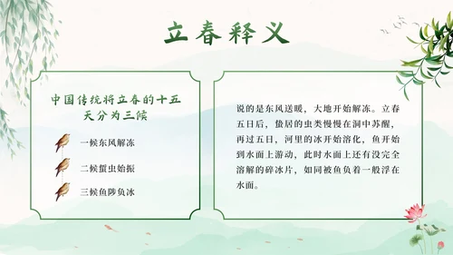 绿色中国风二十四节气立春带内容PPT模