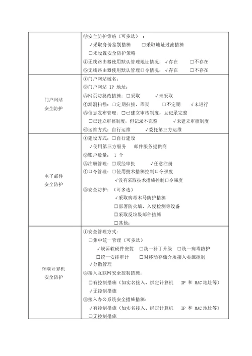 网络安全检查表格