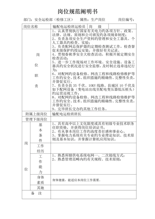 安全运检部岗位基础规范专项说明书.docx