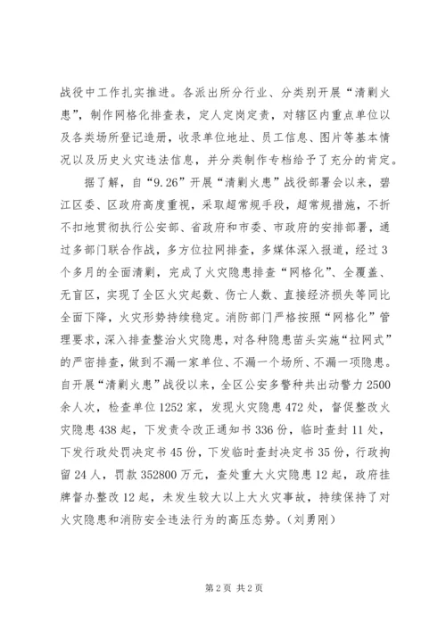 公安部“清剿火患”督察组莅临碧江区督察指导工作.docx