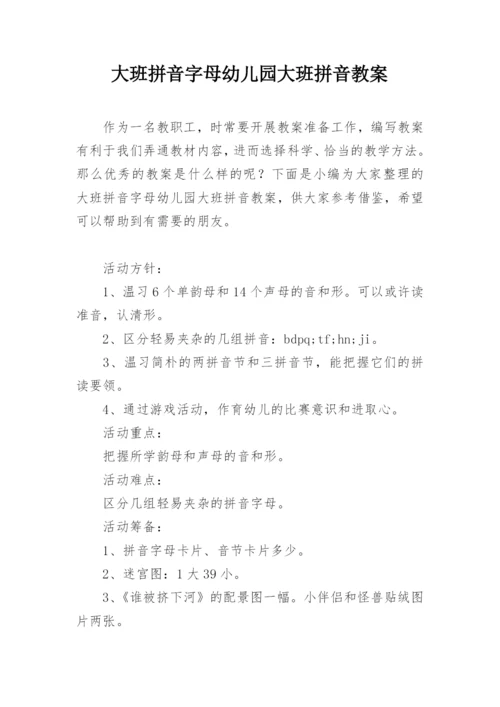 大班拼音字母幼儿园大班拼音教案.docx