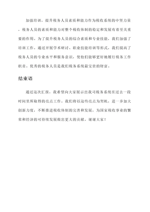税务系统亮点工作汇报