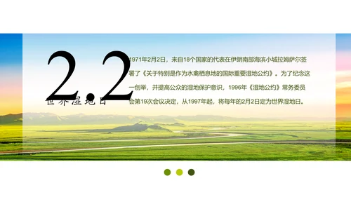清新简约世界湿地森林日绿色环保PPT模板