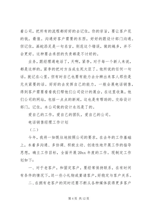 电话销售经理工作计划.docx