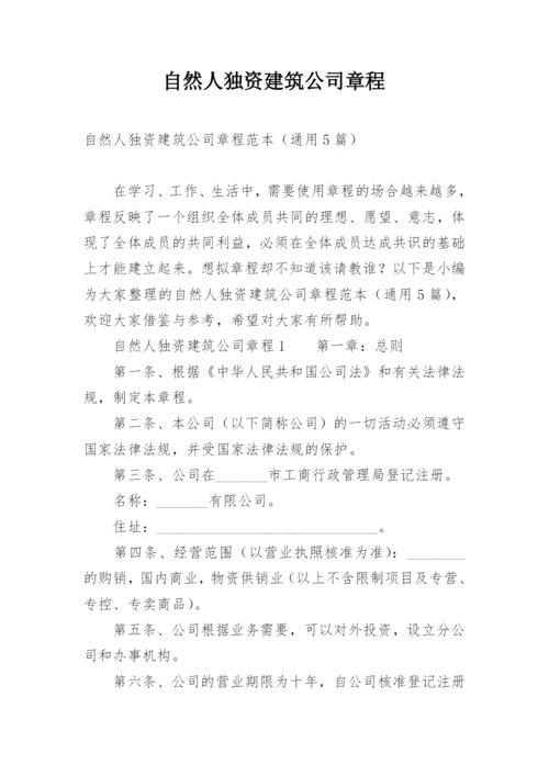 自然人独资建筑公司章程.docx