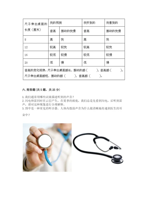 教科版 科学四年级上册第一单元声音测试卷推荐.docx