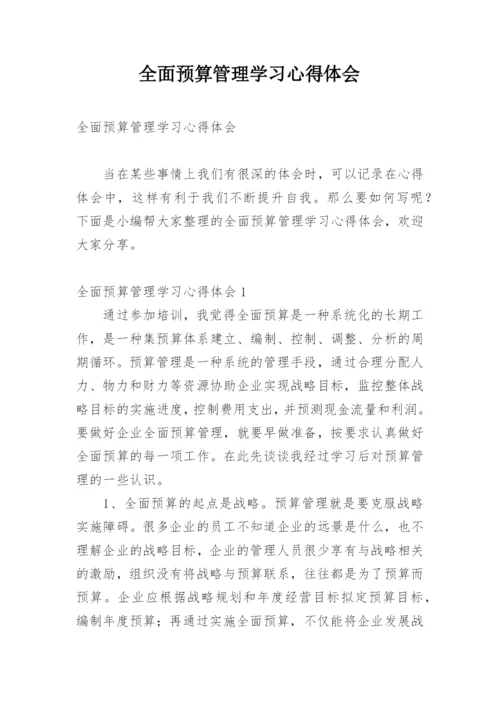 全面预算管理学习心得体会.docx