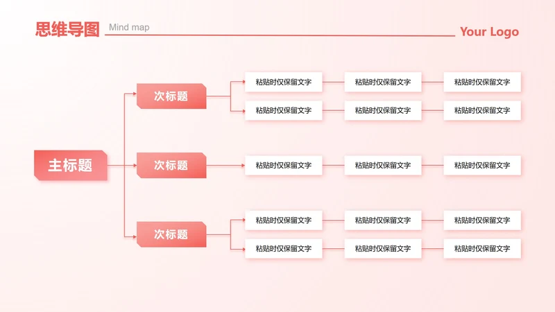 红色渐变异形思维导图PPT单页
