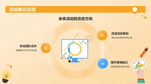 橙色插画风大学生部长竞选PPT模板