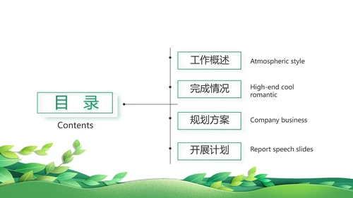 绿色清新环保节能工作总结汇报动态PPT