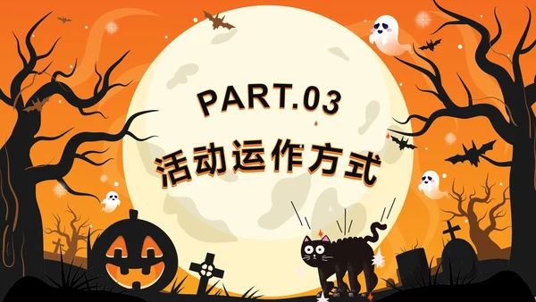 橙色卡通狂欢万圣节活动方案PPT模板