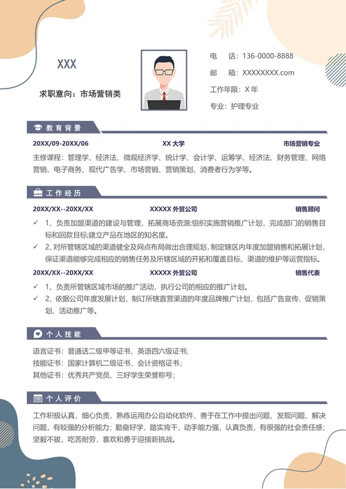 清新简约市场营销求职简历套装