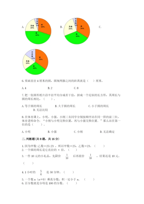 2022人教版六年级上册数学期末考试卷审定版.docx