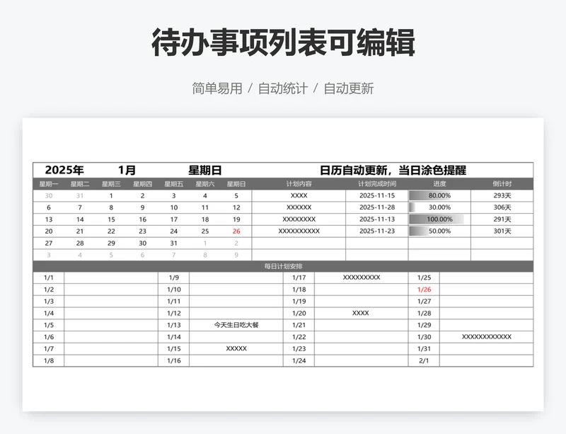 待办事项列表可编辑