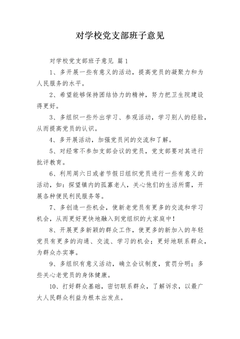 对学校党支部班子意见.docx