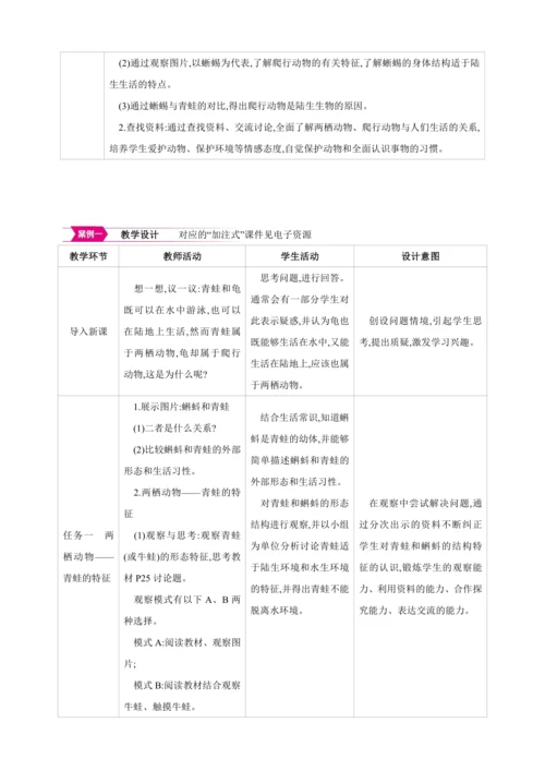 5.1.5 两栖动物和爬行动物【2024秋人教八上生物精彩课堂（素材+教案+导学案）】